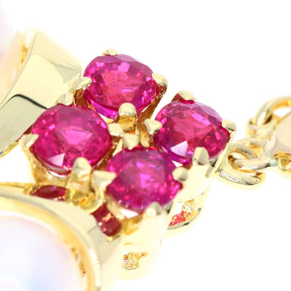 MIKIMOTO Pearl Pearl Diamond Ruby Pendant top K18 Yellow Gold Ladies [Used]