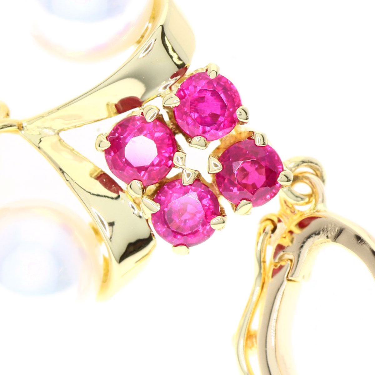 MIKIMOTO Pearl Pearl Diamond Ruby Pendant top K18 Yellow Gold Ladies [Used]