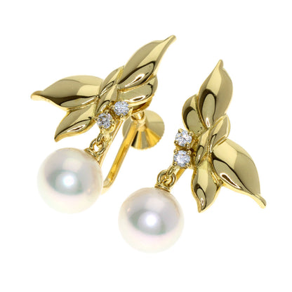 MIKIMOTO Pearl Diamond Pearl Earring K18 Yellow Gold Ladies [Used]