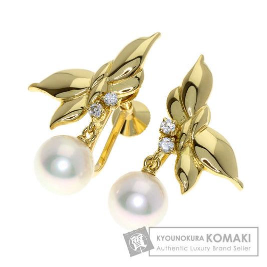 MIKIMOTO Pearl Diamond Pearl Earring K18 Yellow Gold Ladies [Used]