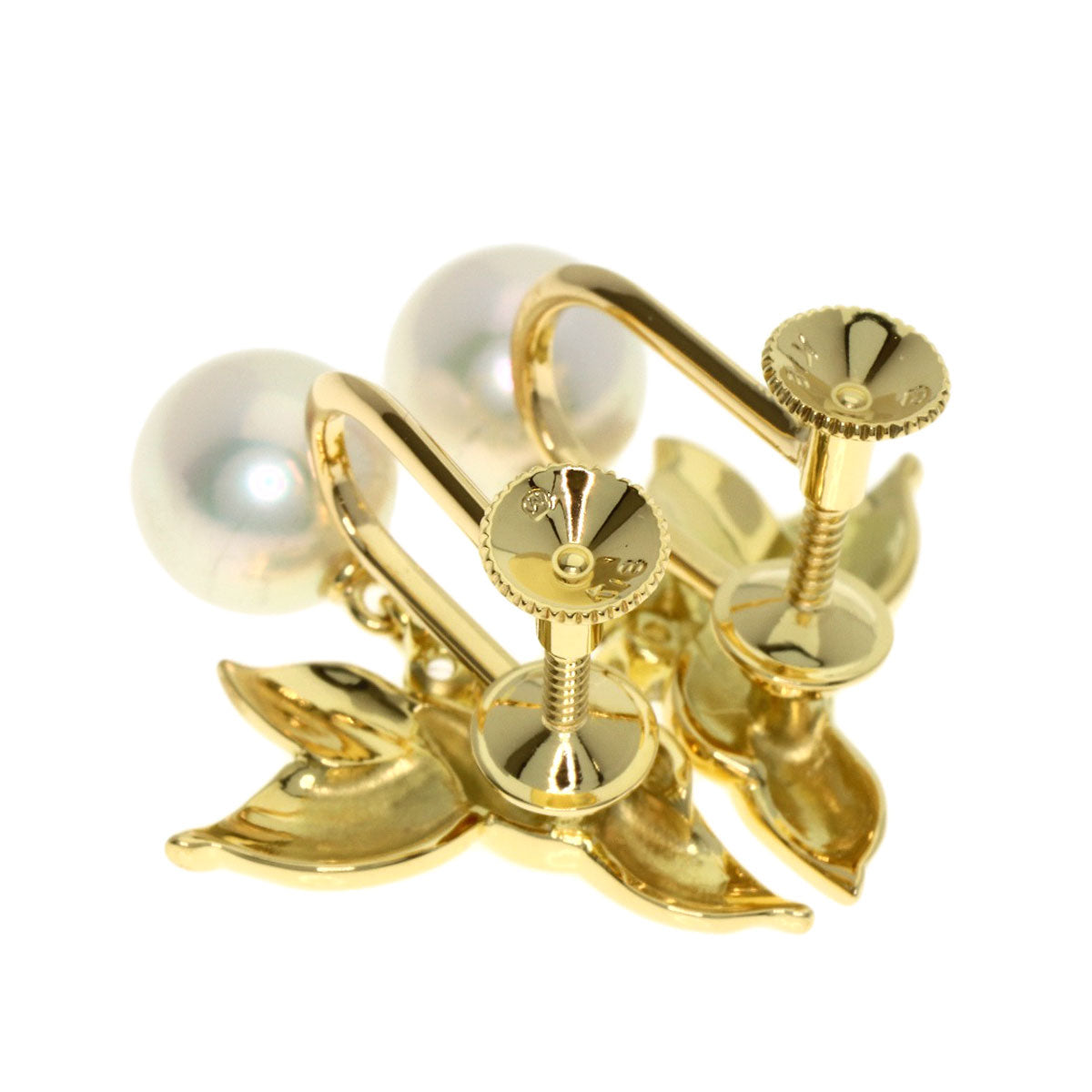 MIKIMOTO Pearl Diamond Pearl Earring K18 Yellow Gold Ladies [Used]