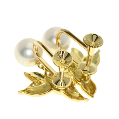 MIKIMOTO Pearl Diamond Pearl Earring K18 Yellow Gold Ladies [Used]