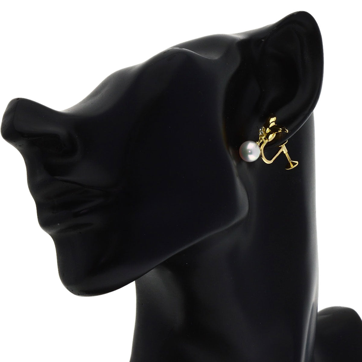 MIKIMOTO Pearl Diamond Pearl Earring K18 Yellow Gold Ladies [Used]