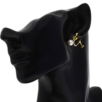 MIKIMOTO Pearl Diamond Pearl Earring K18 Yellow Gold Ladies [Used]