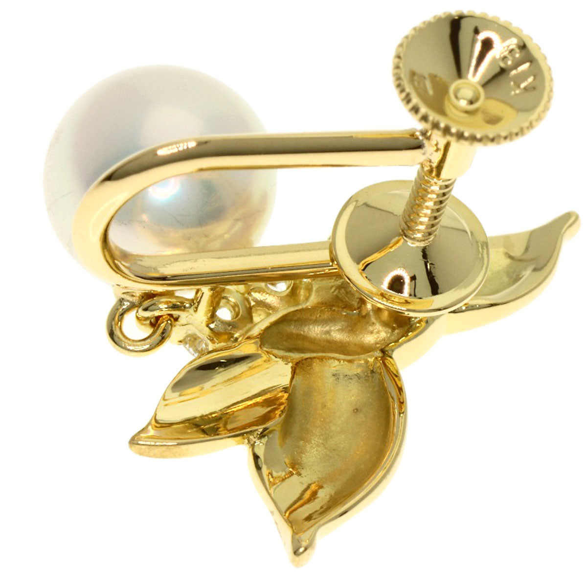 MIKIMOTO Pearl Diamond Pearl Earring K18 Yellow Gold Ladies [Used]