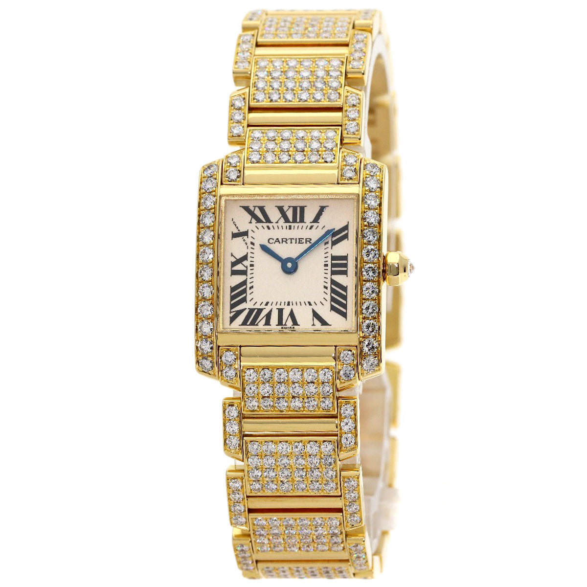 CARTIER Tank Française SM Genuine Full Diamond Watches WE1001RD K18 Yellow Gold/18K Yellow Gold Ladies