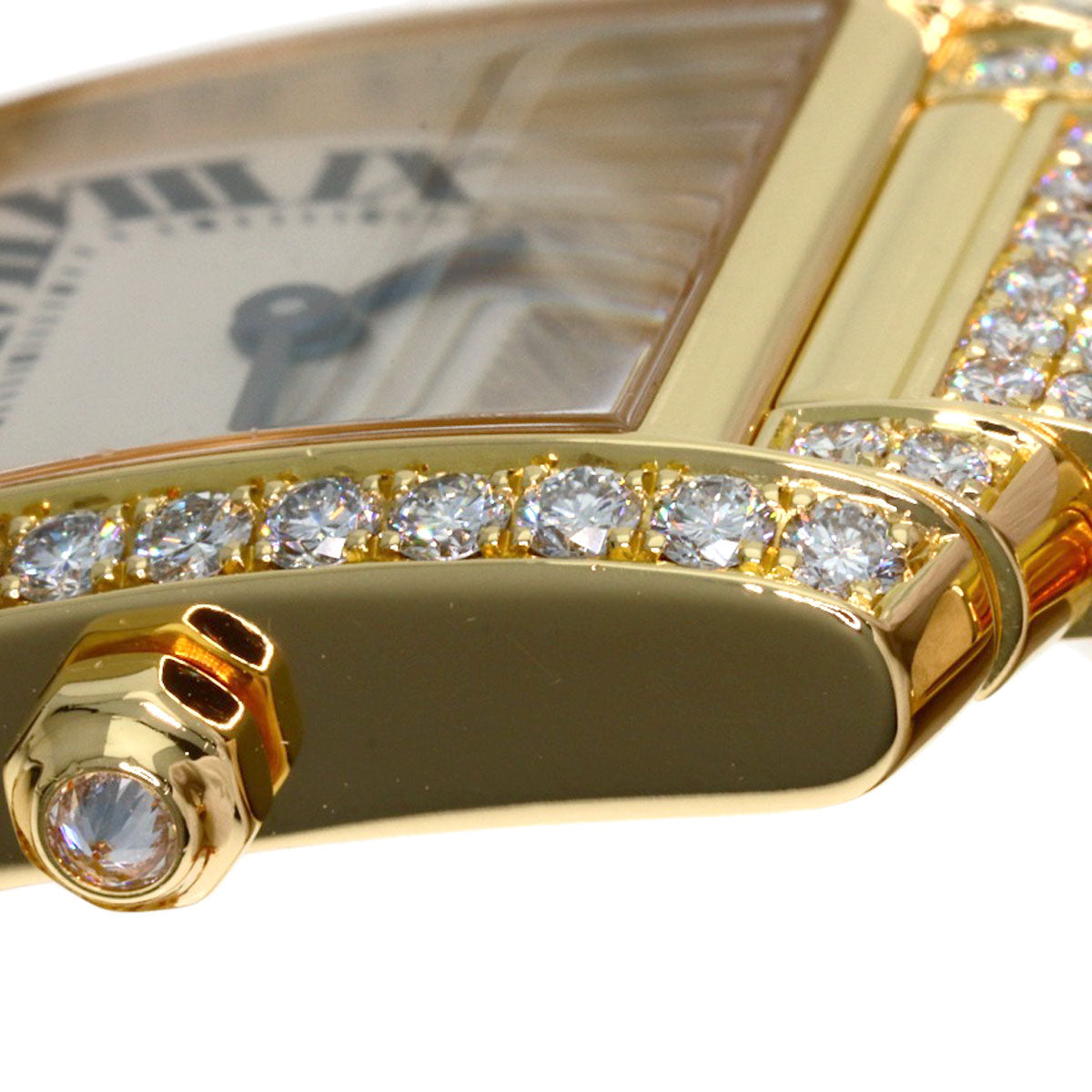 CARTIER Tank Française SM Genuine Full Diamond Watches WE1001RD K18 Yellow Gold/18K Yellow Gold Ladies