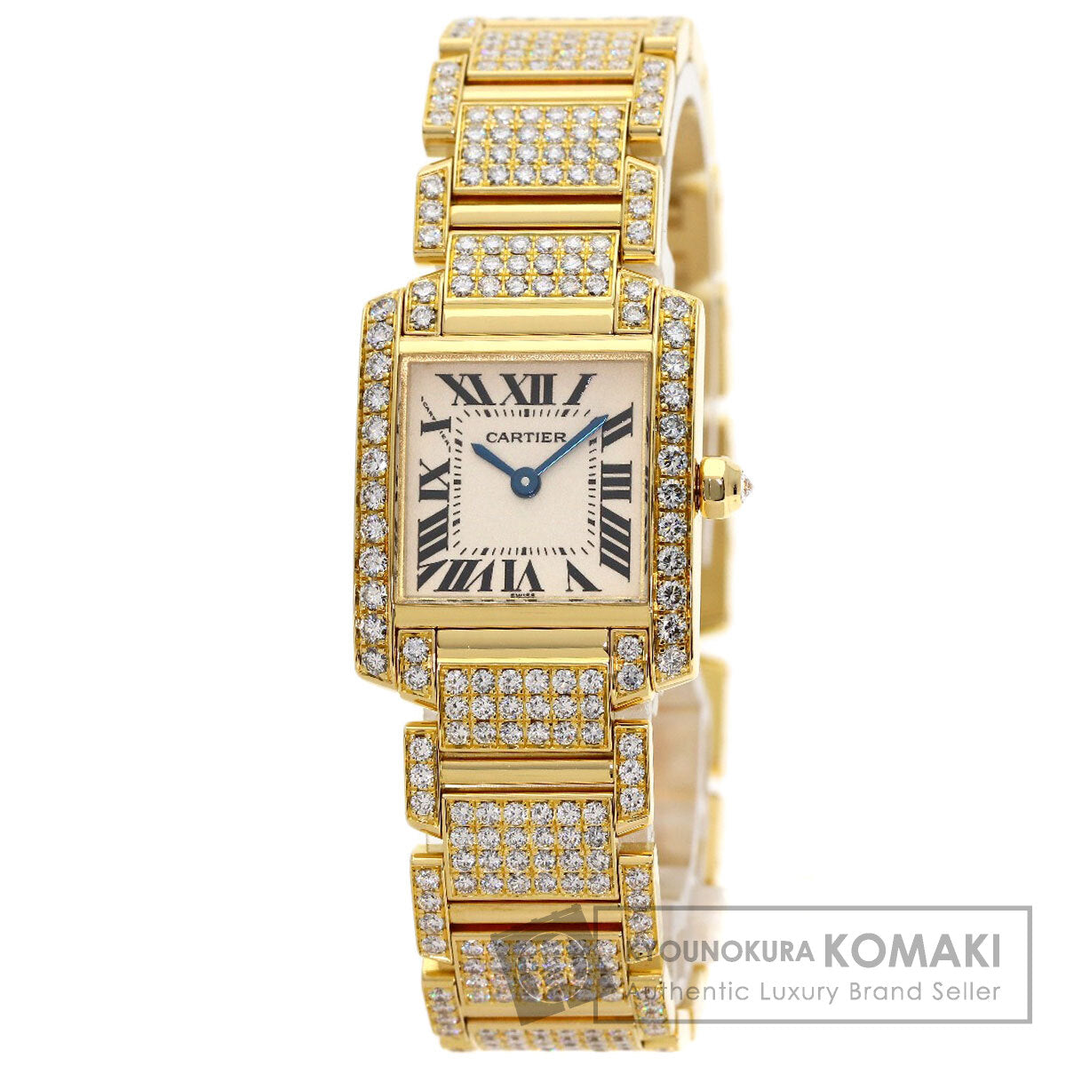 CARTIER Tank Française SM Genuine Full Diamond Watches WE1001RD K18 Yellow Gold/18K Yellow Gold Ladies