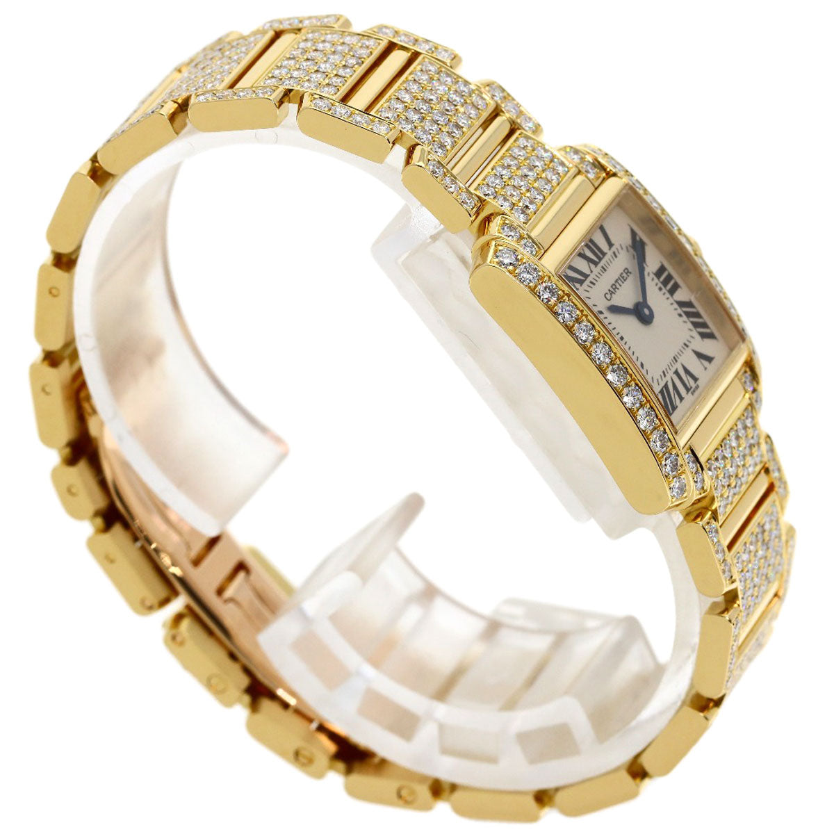 CARTIER Tank Française SM Genuine Full Diamond Watches WE1001RD K18 Yellow Gold/18K Yellow Gold Ladies