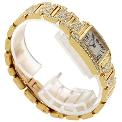 CARTIER Tank Française SM Genuine Full Diamond Watches WE1001RD K18 Yellow Gold/18K Yellow Gold Ladies