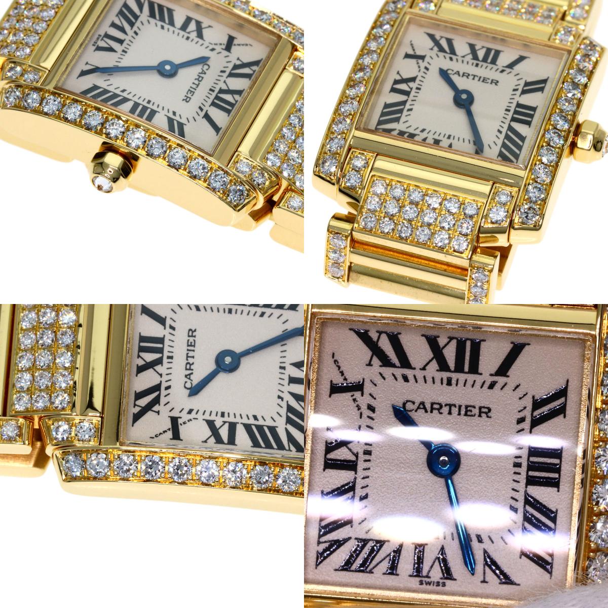 CARTIER Tank Française SM Genuine Full Diamond Watches WE1001RD K18 Yellow Gold/18K Yellow Gold Ladies