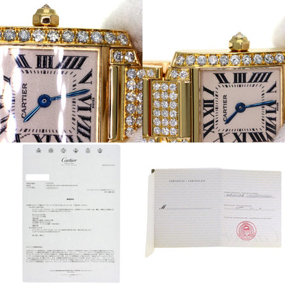 CARTIER Tank Française SM Genuine Full Diamond Watches WE1001RD K18 Yellow Gold/18K Yellow Gold Ladies