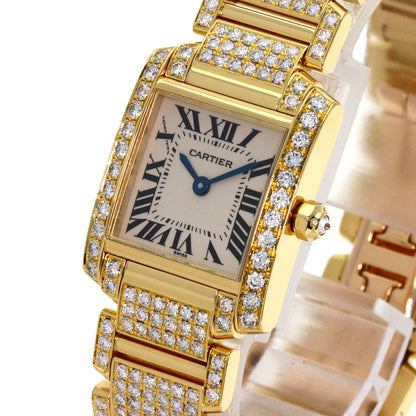 CARTIER Tank Française SM Genuine Full Diamond Watches WE1001RD K18 Yellow Gold/18K Yellow Gold Ladies