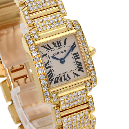 CARTIER Tank Française SM Genuine Full Diamond Watches WE1001RD K18 Yellow Gold/18K Yellow Gold Ladies
