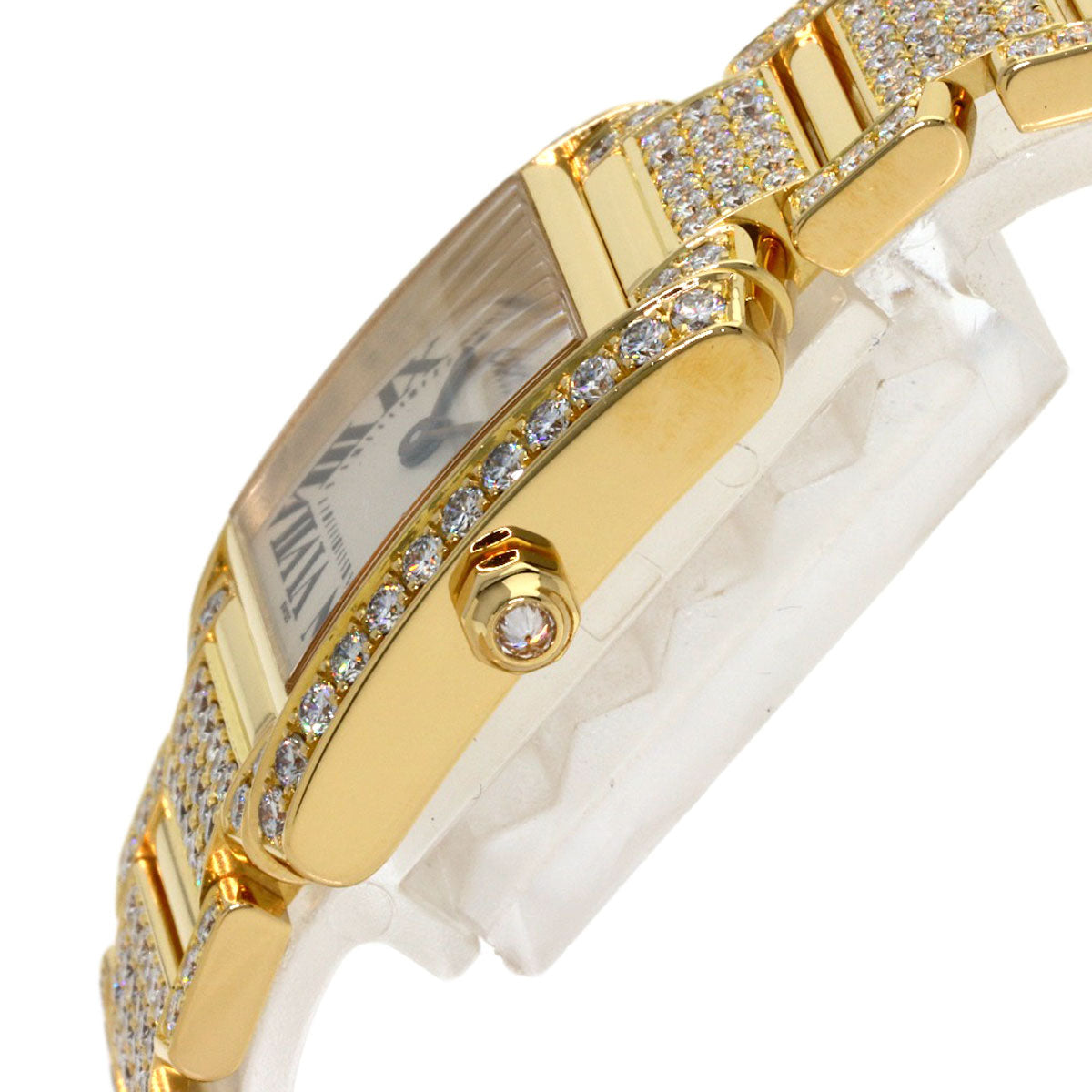 CARTIER Tank Française SM Genuine Full Diamond Watches WE1001RD K18 Yellow Gold/18K Yellow Gold Ladies
