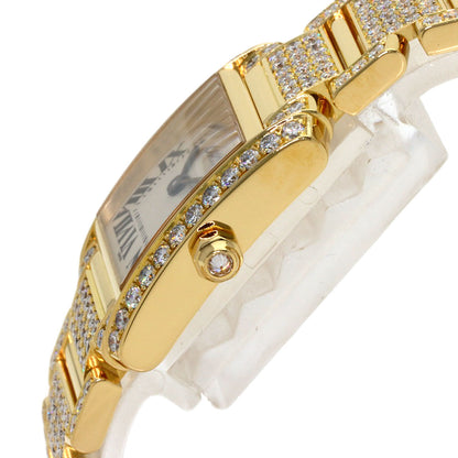 CARTIER Tank Française SM Genuine Full Diamond Watches WE1001RD K18 Yellow Gold/18K Yellow Gold Ladies