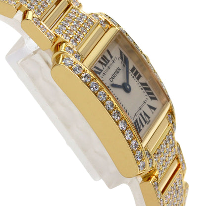 CARTIER Tank Française SM Genuine Full Diamond Watches WE1001RD K18 Yellow Gold/18K Yellow Gold Ladies