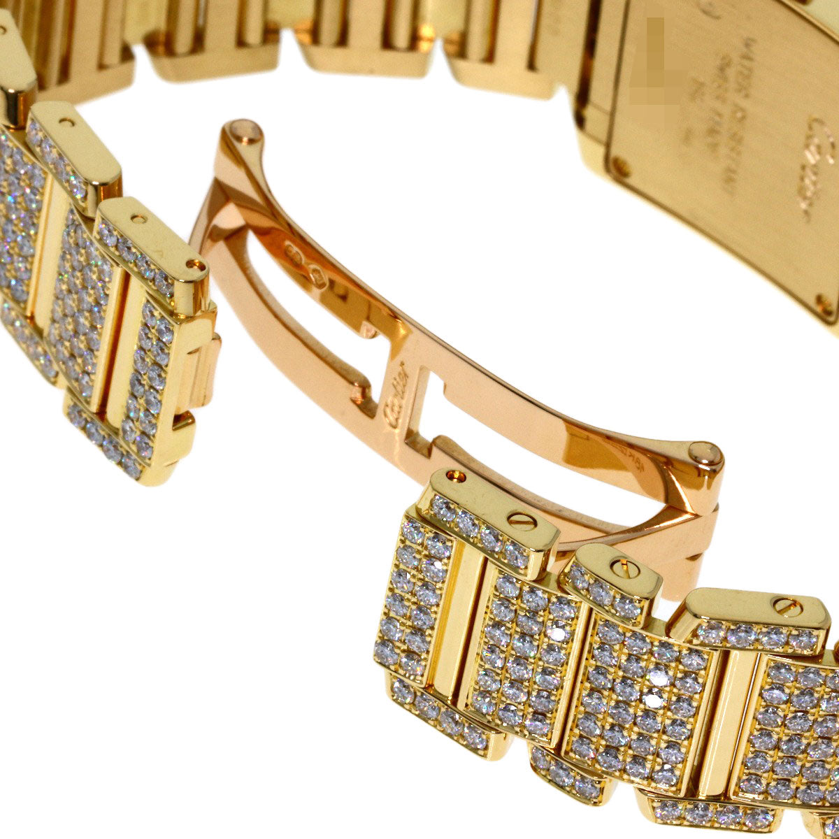 CARTIER Tank Française SM Genuine Full Diamond Watches WE1001RD K18 Yellow Gold/18K Yellow Gold Ladies
