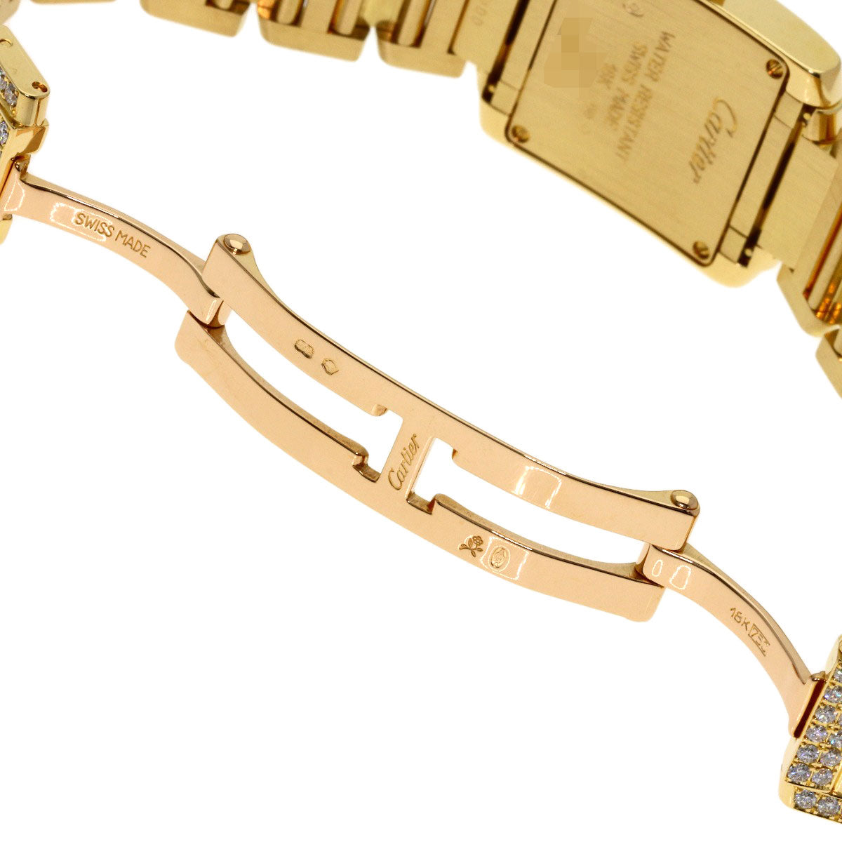 CARTIER Tank Française SM Genuine Full Diamond Watches WE1001RD K18 Yellow Gold/18K Yellow Gold Ladies