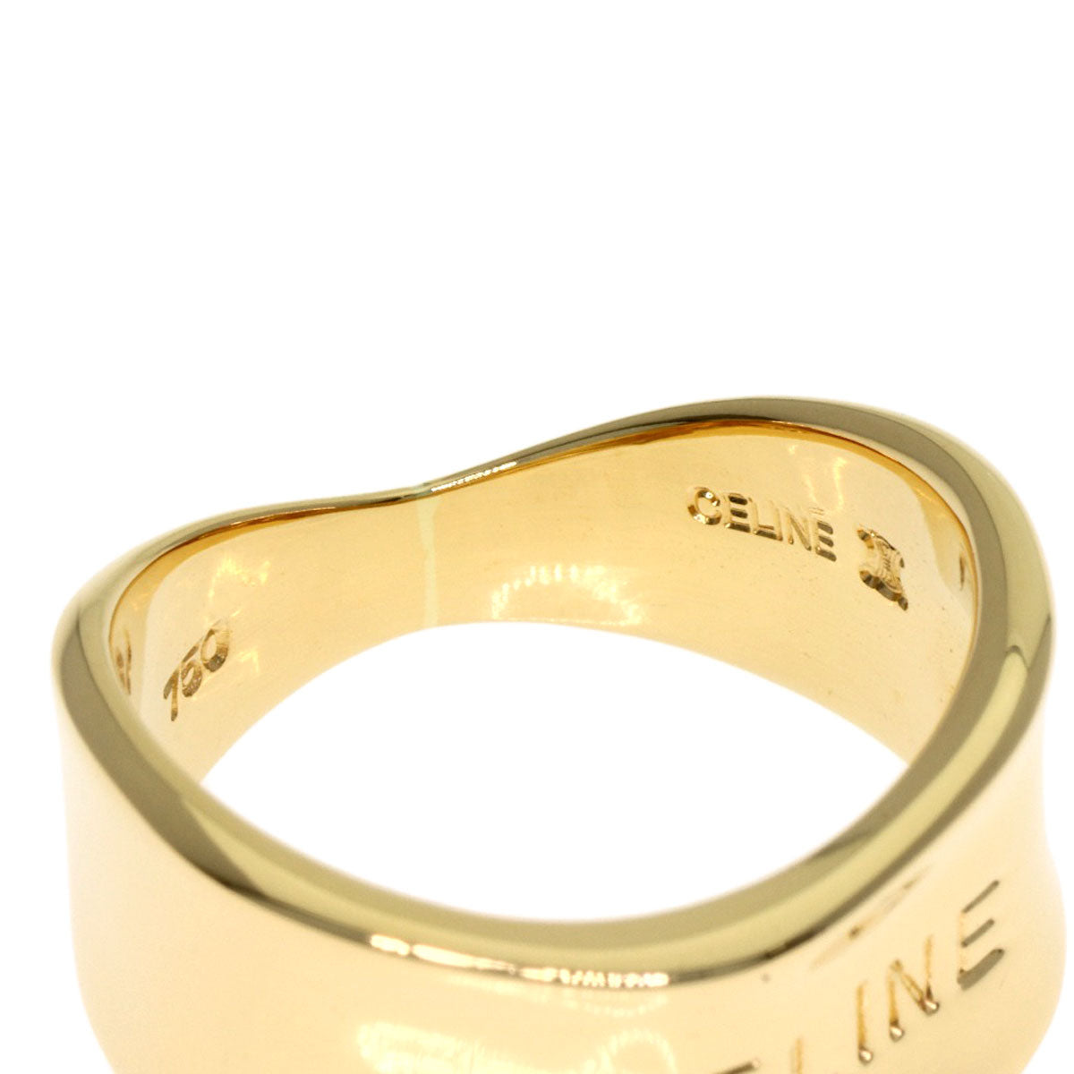 CELINE logo Ring K18 Yellow Gold Ladies [Used]
