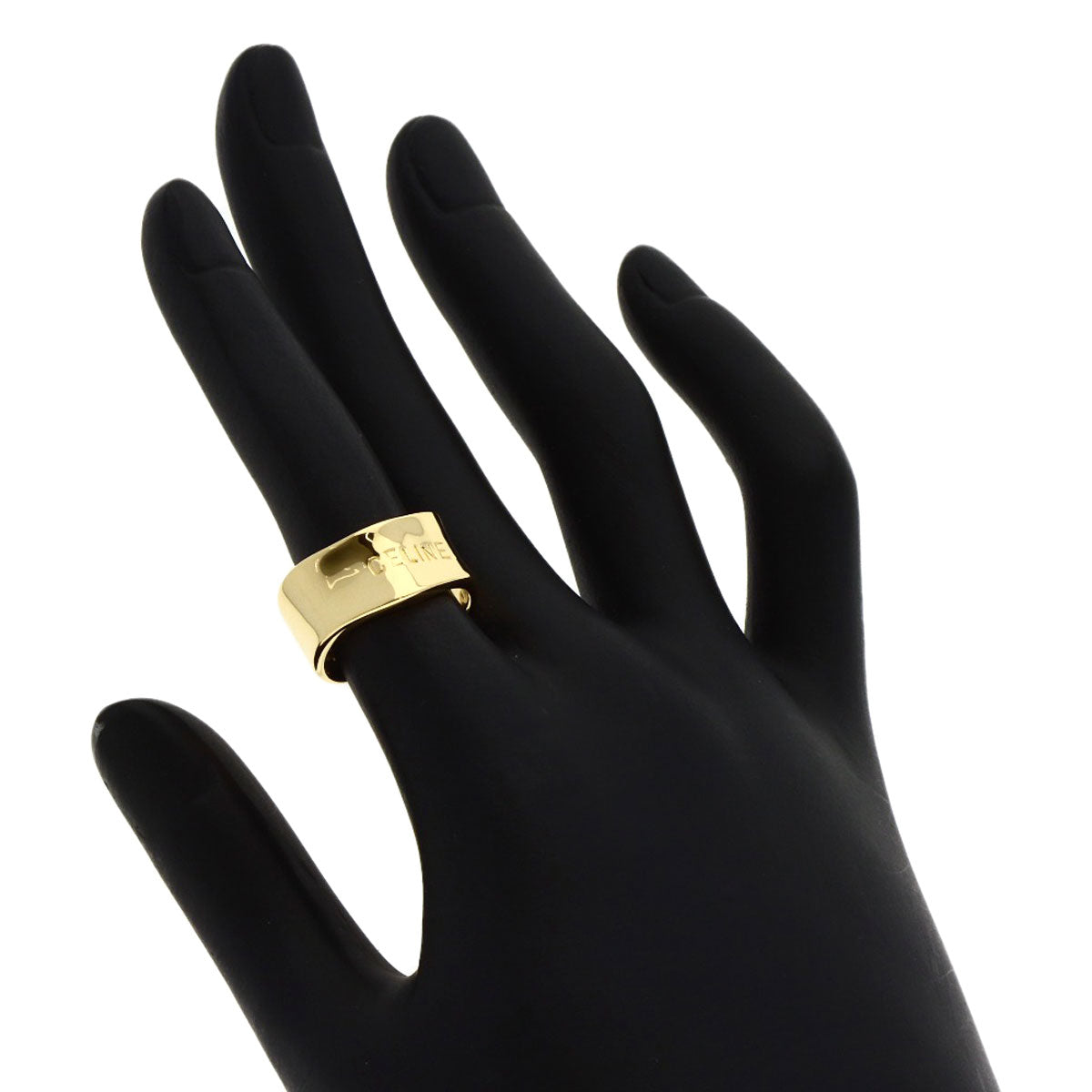 CELINE logo Ring K18 Yellow Gold Ladies [Used]