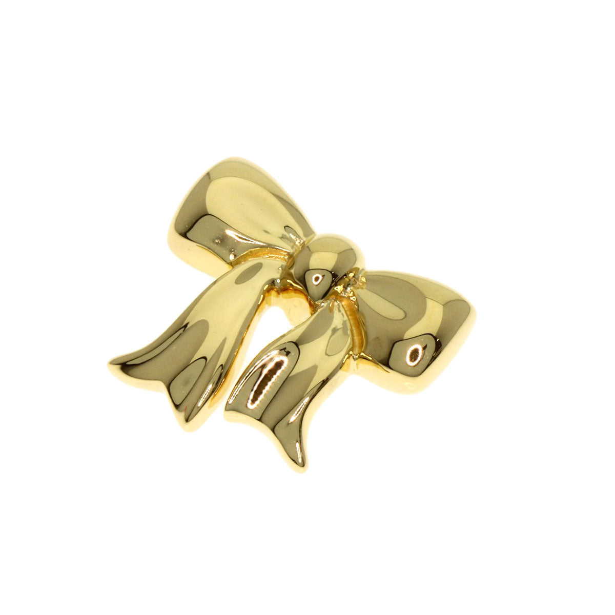 TIFFANY&Co. Ribbon charm Pendant top K18 Yellow Gold Ladies [Used]