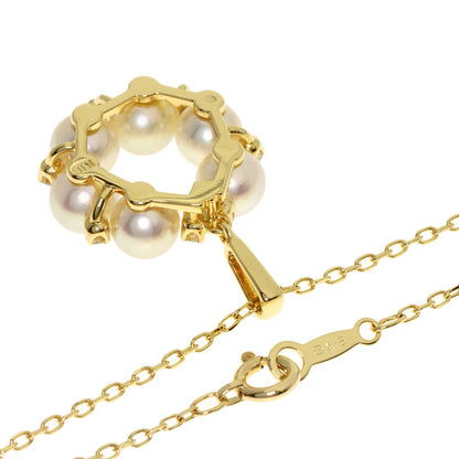 MIKIMOTO Circle Pearl Pearl Diamond Necklace K18 Yellow Gold Ladies [Used]