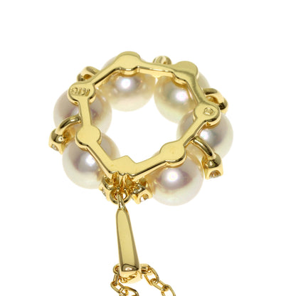 MIKIMOTO Circle Pearl Pearl Diamond Necklace K18 Yellow Gold Ladies [Used]