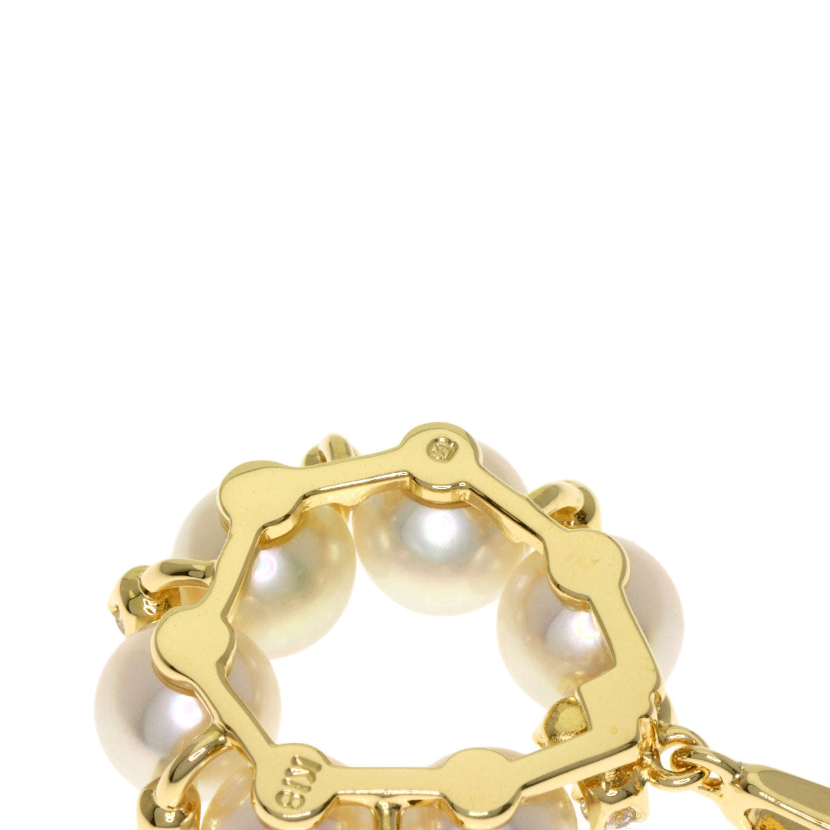 MIKIMOTO Circle Pearl Pearl Diamond Necklace K18 Yellow Gold Ladies [Used]