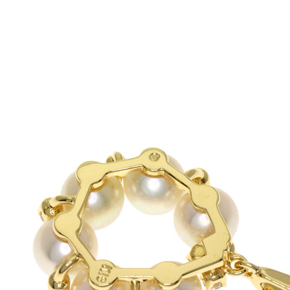 MIKIMOTO Circle Pearl Pearl Diamond Necklace K18 Yellow Gold Ladies [Used]