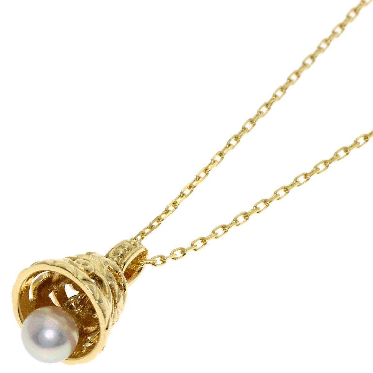 MIKIMOTO Bell motif Pearl Pearl Necklace K18 Yellow Gold Ladies [Used]