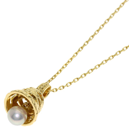 MIKIMOTO Bell motif Pearl Pearl Necklace K18 Yellow Gold Ladies [Used]