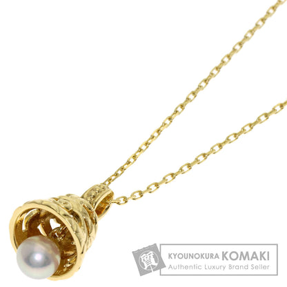 MIKIMOTO Bell motif Pearl Pearl Necklace K18 Yellow Gold Ladies [Used]