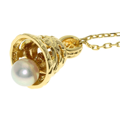 MIKIMOTO Bell motif Pearl Pearl Necklace K18 Yellow Gold Ladies [Used]