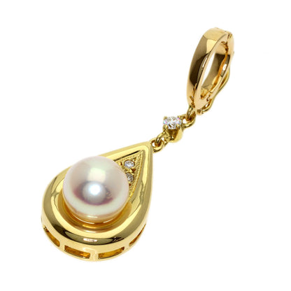 MIKIMOTO Pearl Pearl Diamond Pendant top K18 Yellow Gold Ladies [Used]