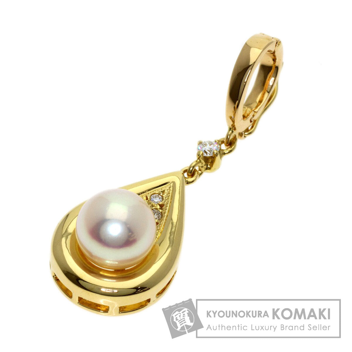 MIKIMOTO Pearl Pearl Diamond Pendant top K18 Yellow Gold Ladies [Used]