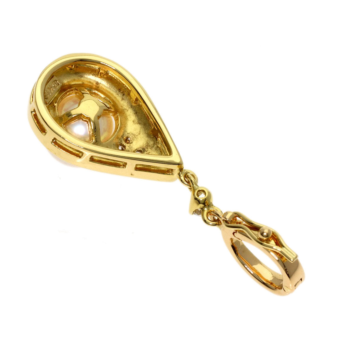MIKIMOTO Pearl Pearl Diamond Pendant top K18 Yellow Gold Ladies [Used]