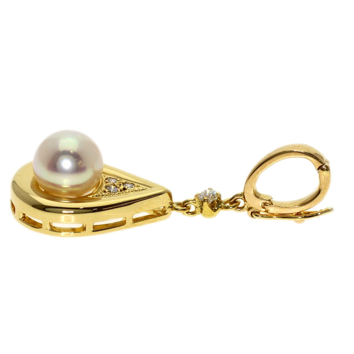 MIKIMOTO Pearl Pearl Diamond Pendant top K18 Yellow Gold Ladies [Used]