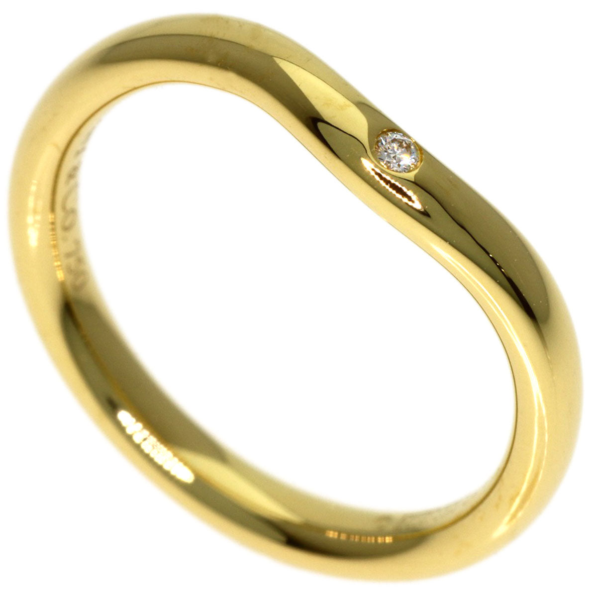 TIFFANY&Co. Curved Band 1P Diamond Ring K18 Yellow Gold Ladies [Used]