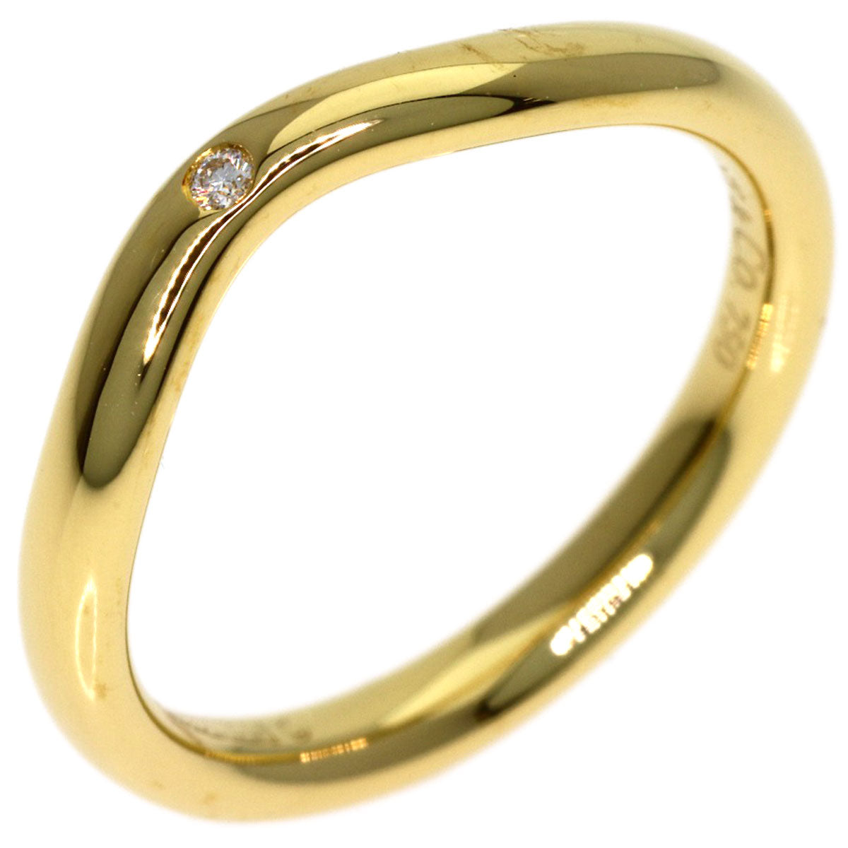 TIFFANY&Co. Curved Band 1P Diamond Ring K18 Yellow Gold Ladies [Used]