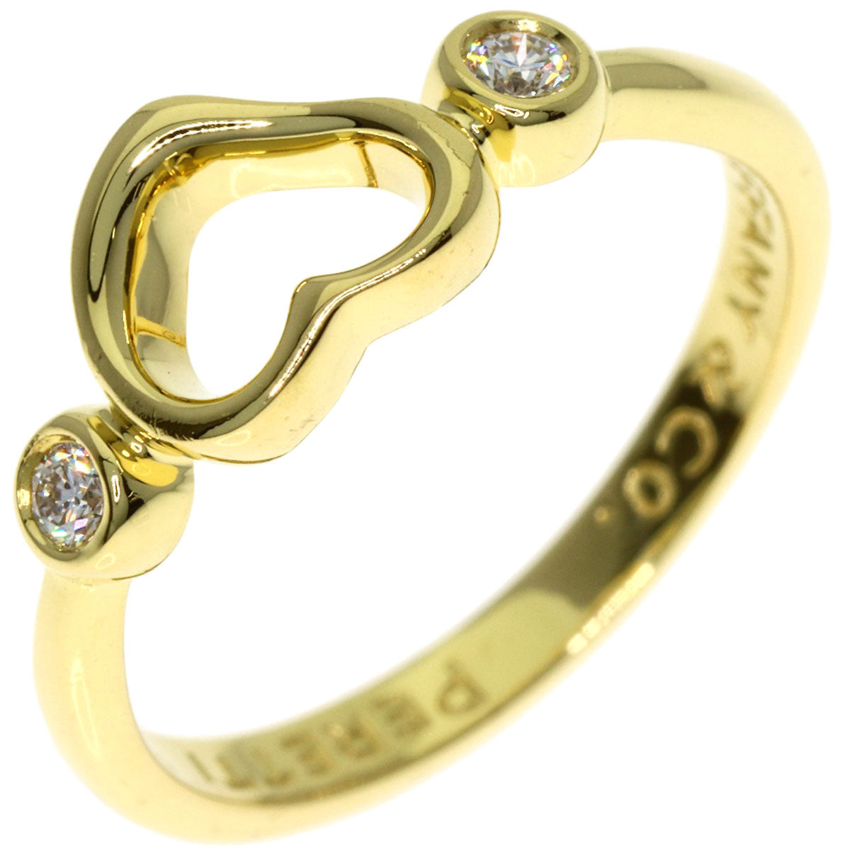 TIFFANY&Co. Open Heart Diamond Ring K18 Yellow Gold Ladies [Used]