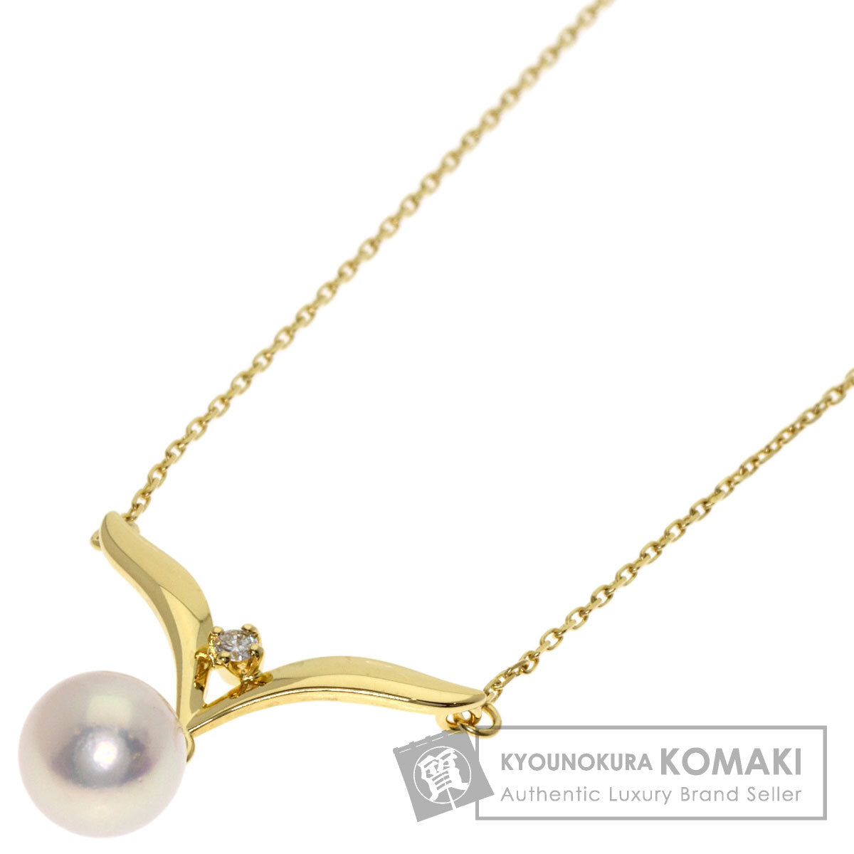 MIKIMOTO Pearl Pearl Diamond Necklace K18 Yellow Gold Ladies [Used]