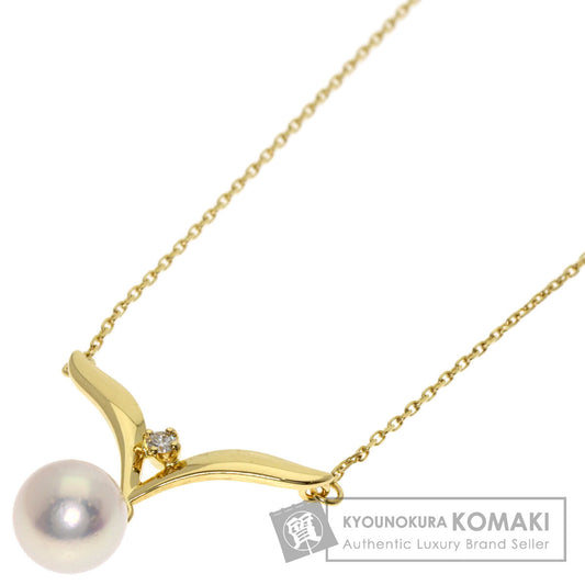 MIKIMOTO Pearl Pearl Diamond Necklace K18 Yellow Gold Ladies [Used]