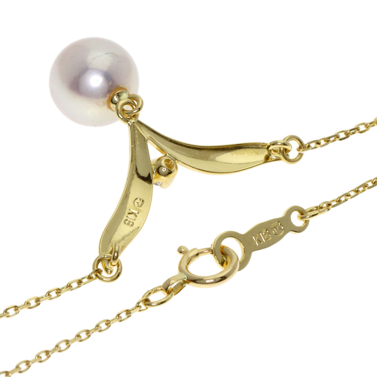MIKIMOTO Pearl Pearl Diamond Necklace K18 Yellow Gold Ladies [Used]