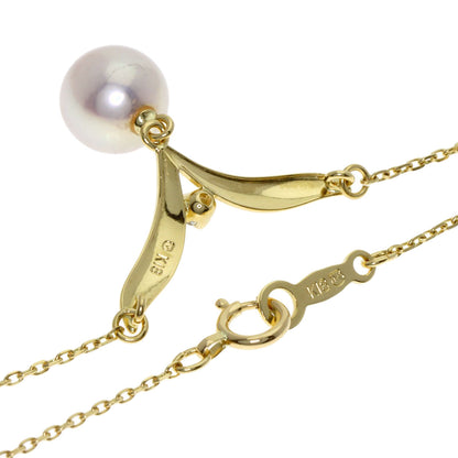 MIKIMOTO Pearl Pearl Diamond Necklace K18 Yellow Gold Ladies [Used]