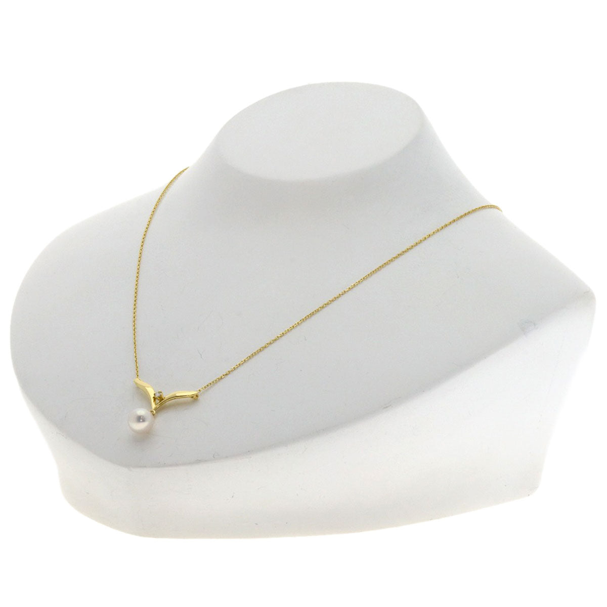MIKIMOTO Pearl Pearl Diamond Necklace K18 Yellow Gold Ladies [Used]