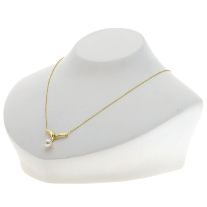 MIKIMOTO Pearl Pearl Diamond Necklace K18 Yellow Gold Ladies [Used]