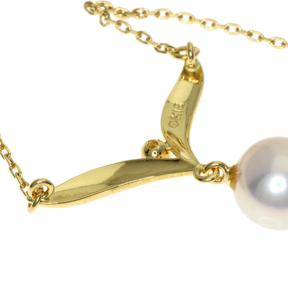 MIKIMOTO Pearl Pearl Diamond Necklace K18 Yellow Gold Ladies [Used]