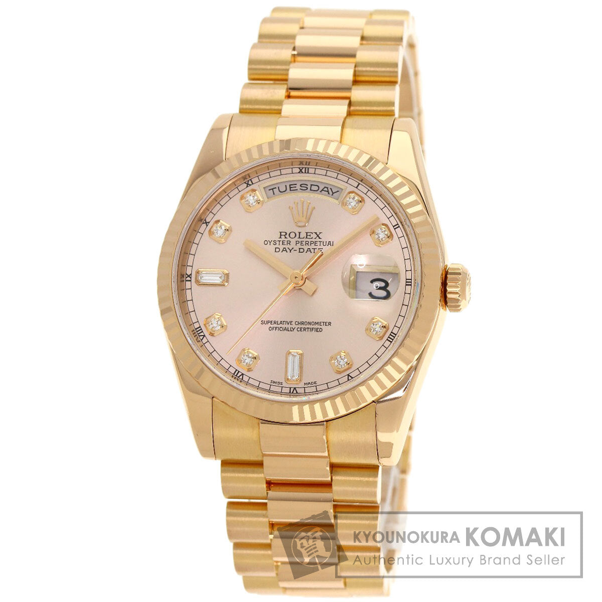 ROLEX Day Date 10P Diamond Watches 118235A K18 Pink Gold/18K Pink Gold mens