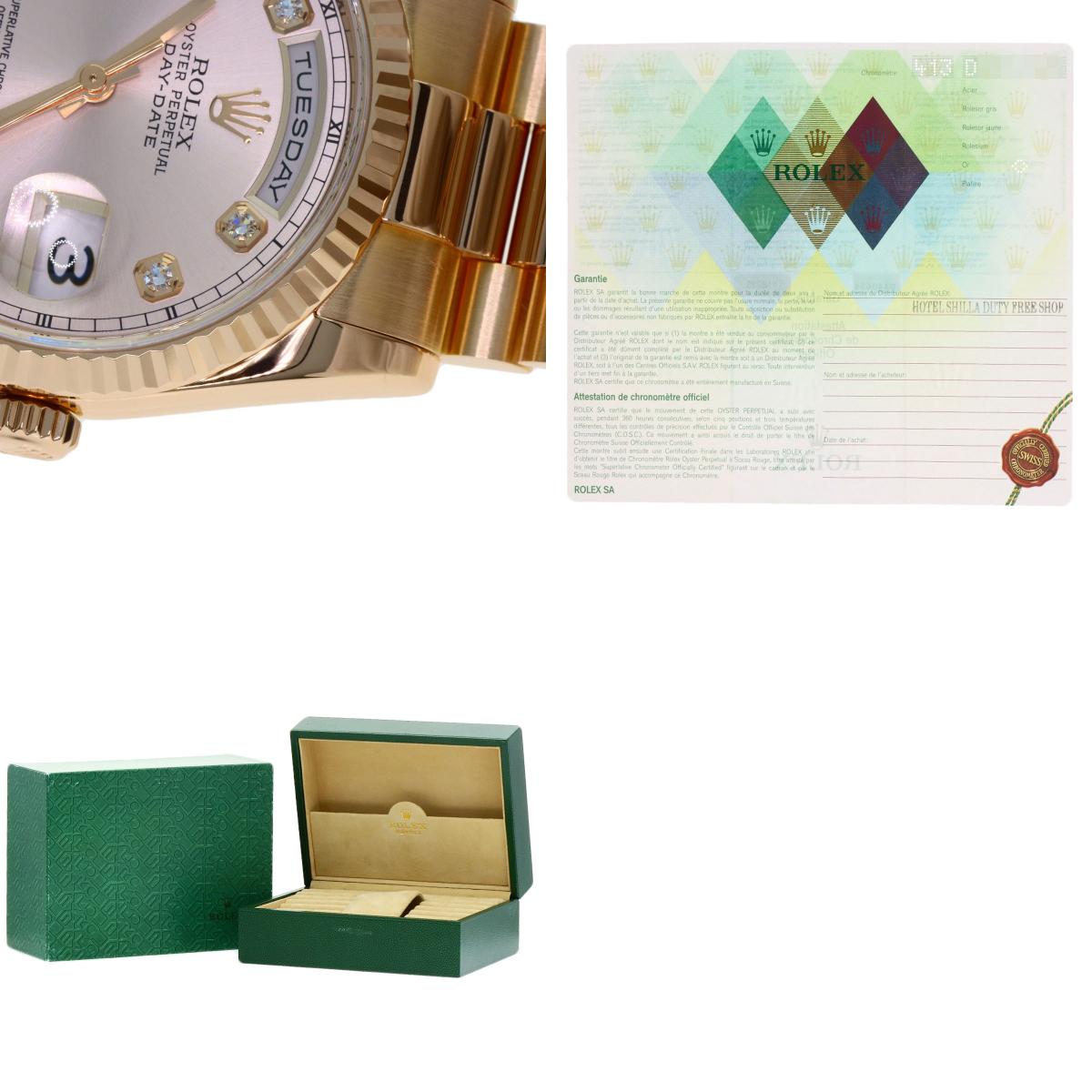 ROLEX Day Date 10P Diamond Watches 118235A K18 Pink Gold/18K Pink Gold mens